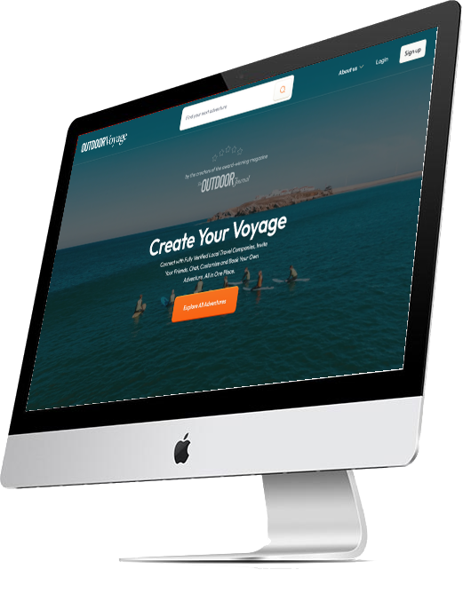 Главная страница Outdoor Voyage на экране компьютера
